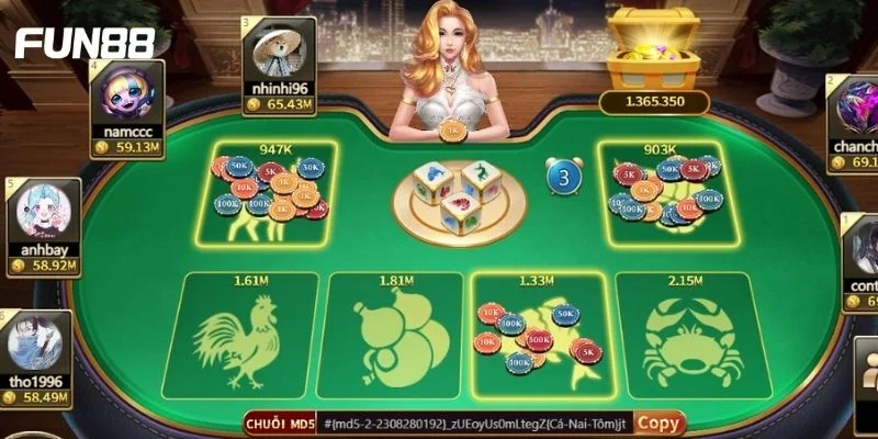 Sảnh bầu cua online Fun88 được đông đảo hội viên yêu thích, tham gia.