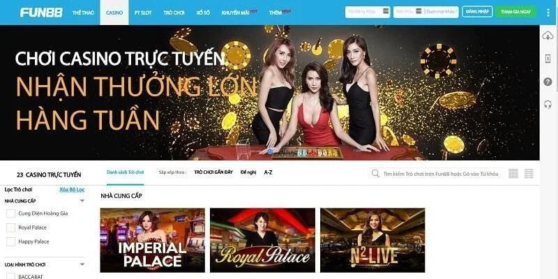 Sảnh chơi Casino tại Fun88 sở hữu những ưu điểm nổi bật, chinh phục người chơi.